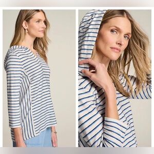 NWT J. Jill mixed stripes soft cotton hoodie size medium